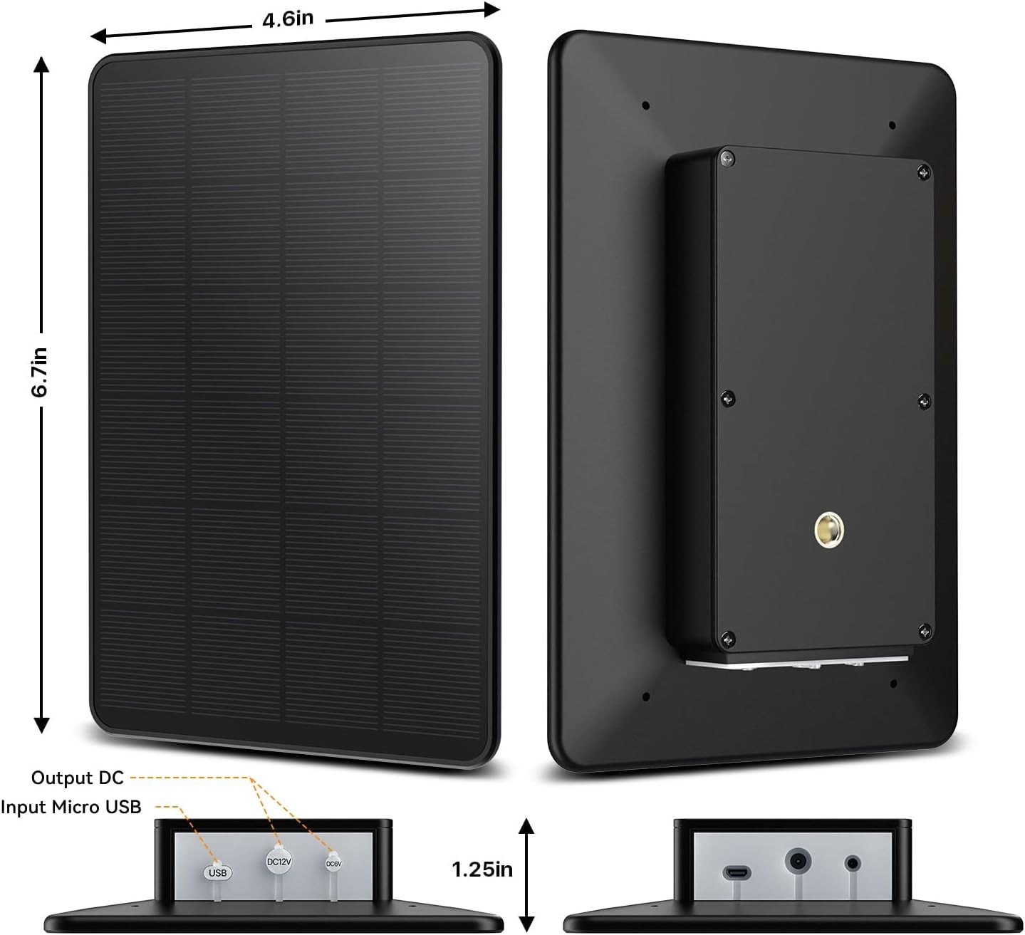 Trail Camera Solar Panel, 3W 6V Output with 5000mAh Rechargeable Battery, Weath
