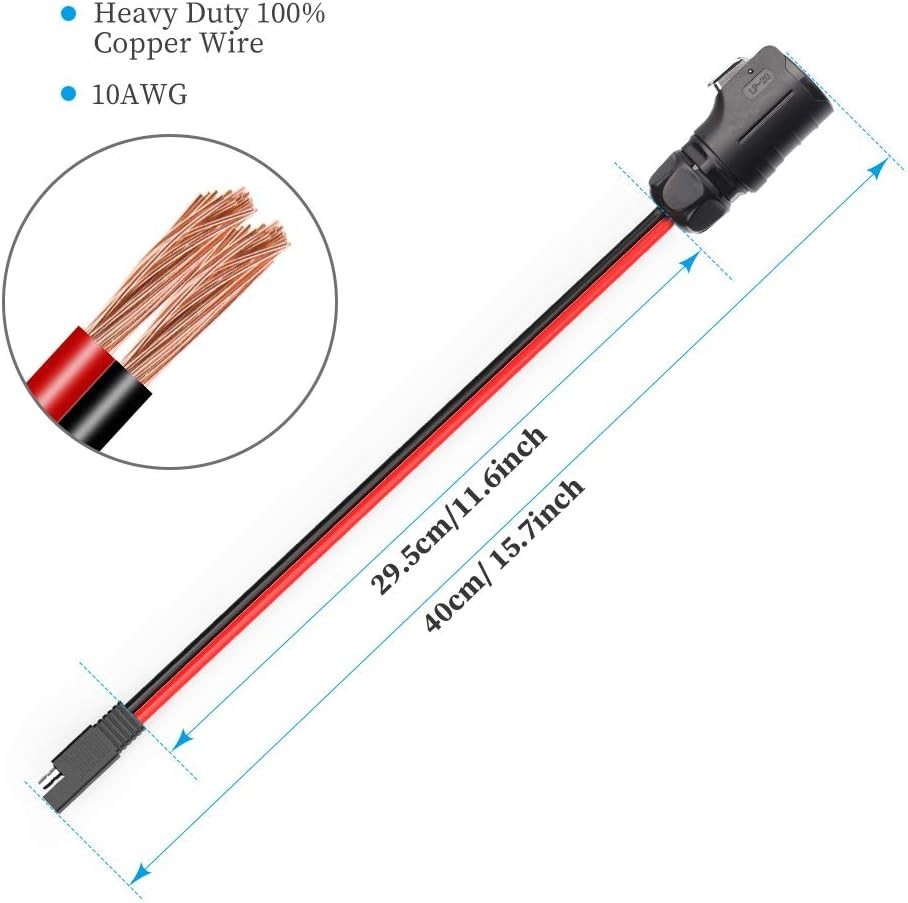 Reliable 10AWG SAE to 2 Pin Industrial Connector – Ideal for Solar and RV Use