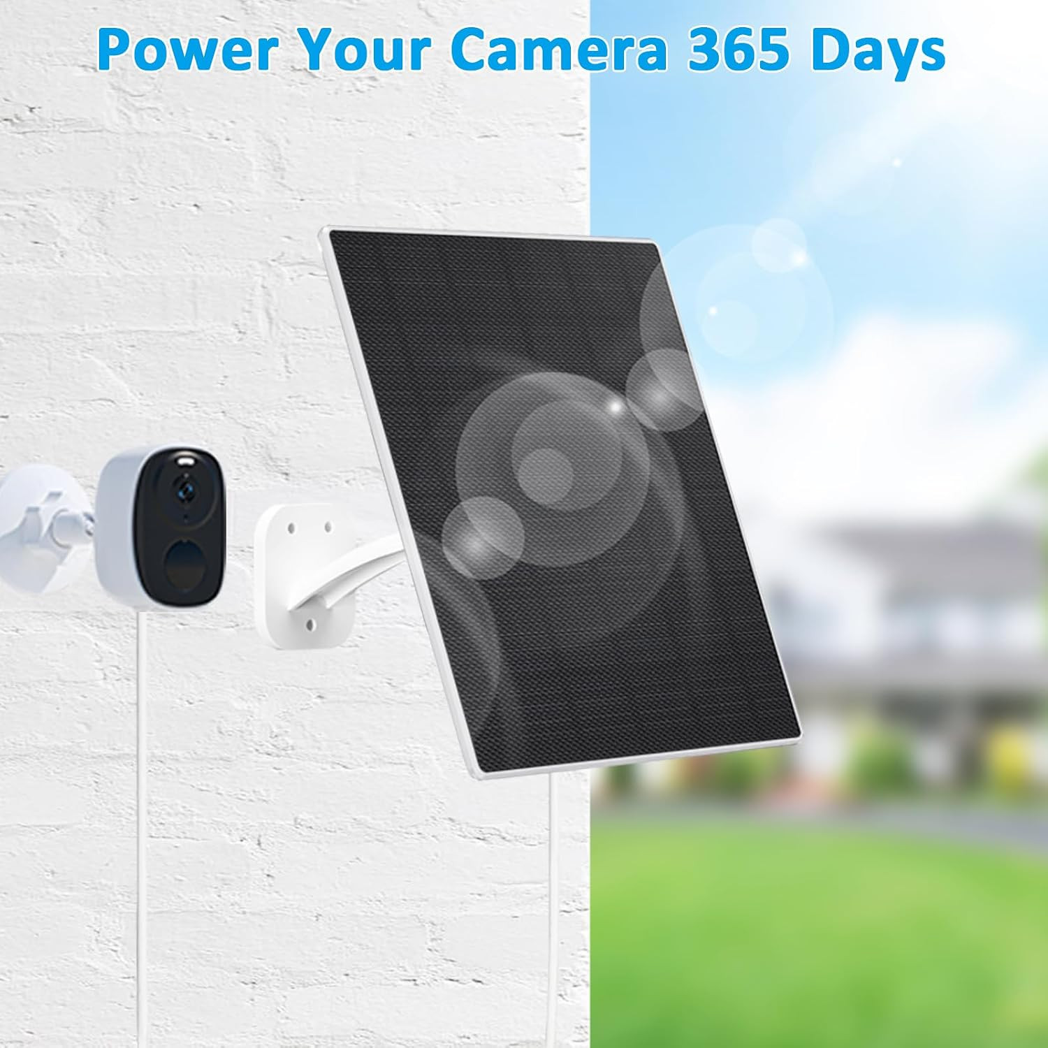 Solar Panel for Security Camera, 10W Solar Charger with DC 5.5X2.1Mm, USB-C & Mi