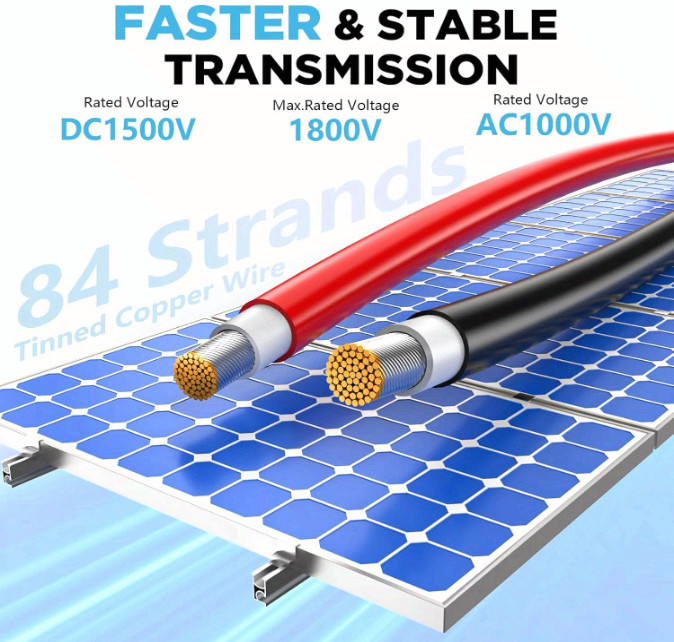 10AWG Solar Wire 50FT Tinned Copper PV Cable for Solar Panels