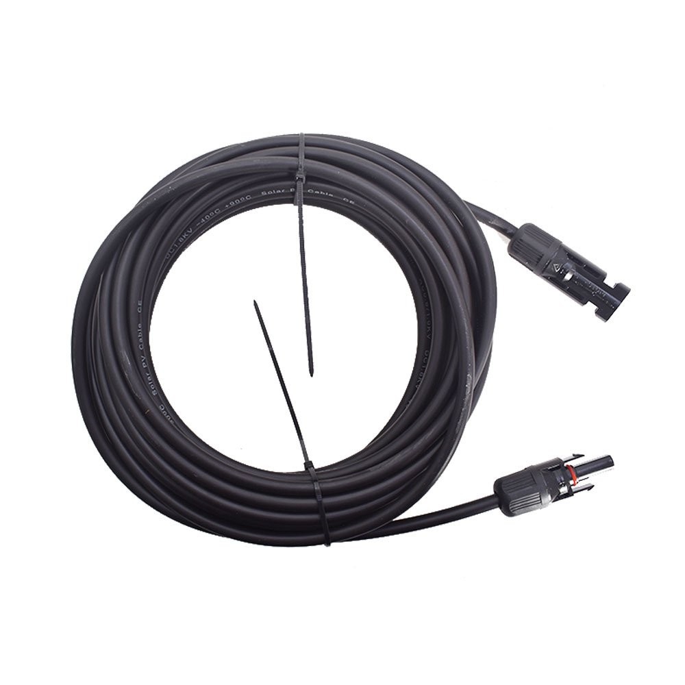 25 Feet 10AWG Black + Red Solar Panel Extension Cable Wire Connector 1 Pair