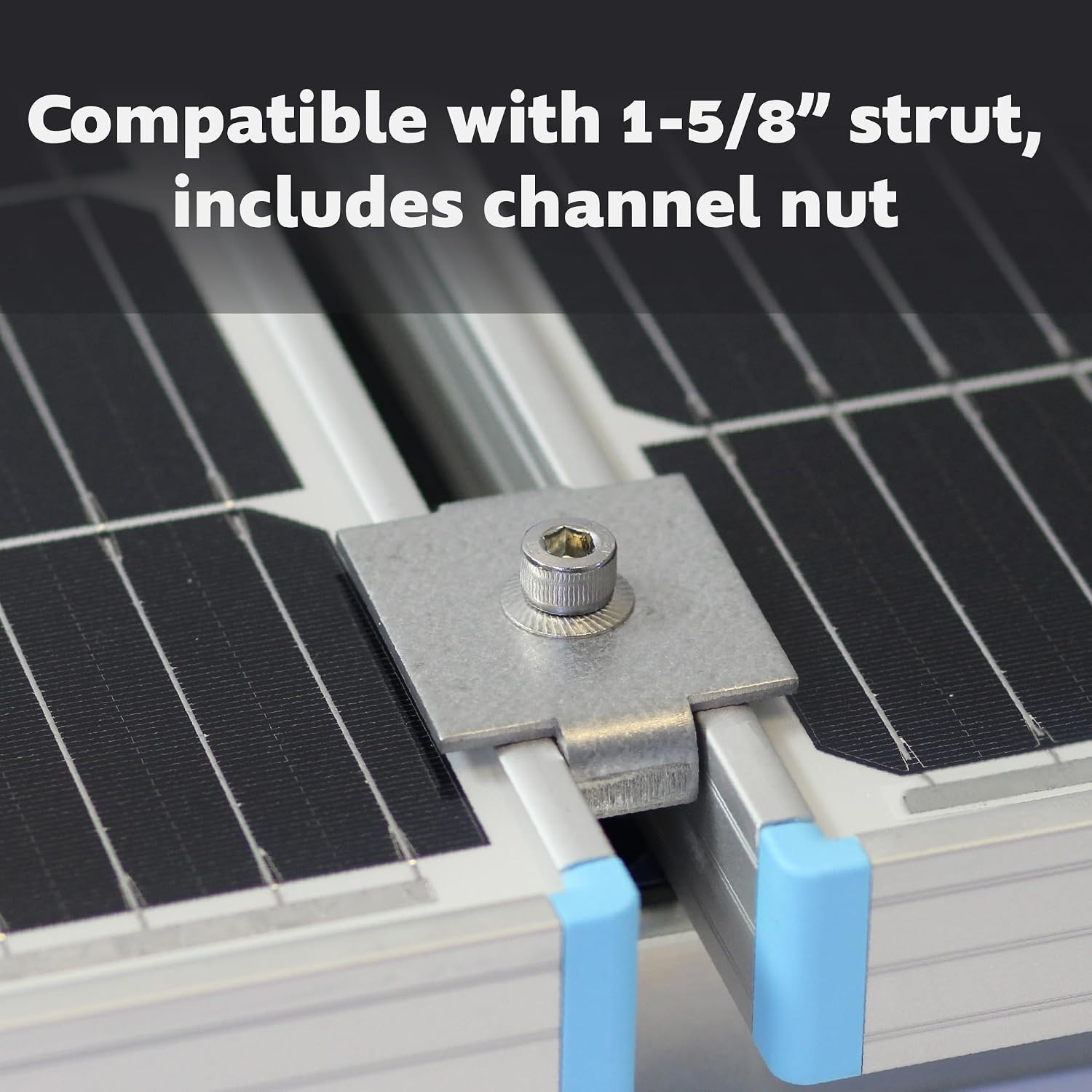 Solar Panel Mid Clamps for 1-5/8 in. Steel Strut Channel, Solar Panel Kit wit…