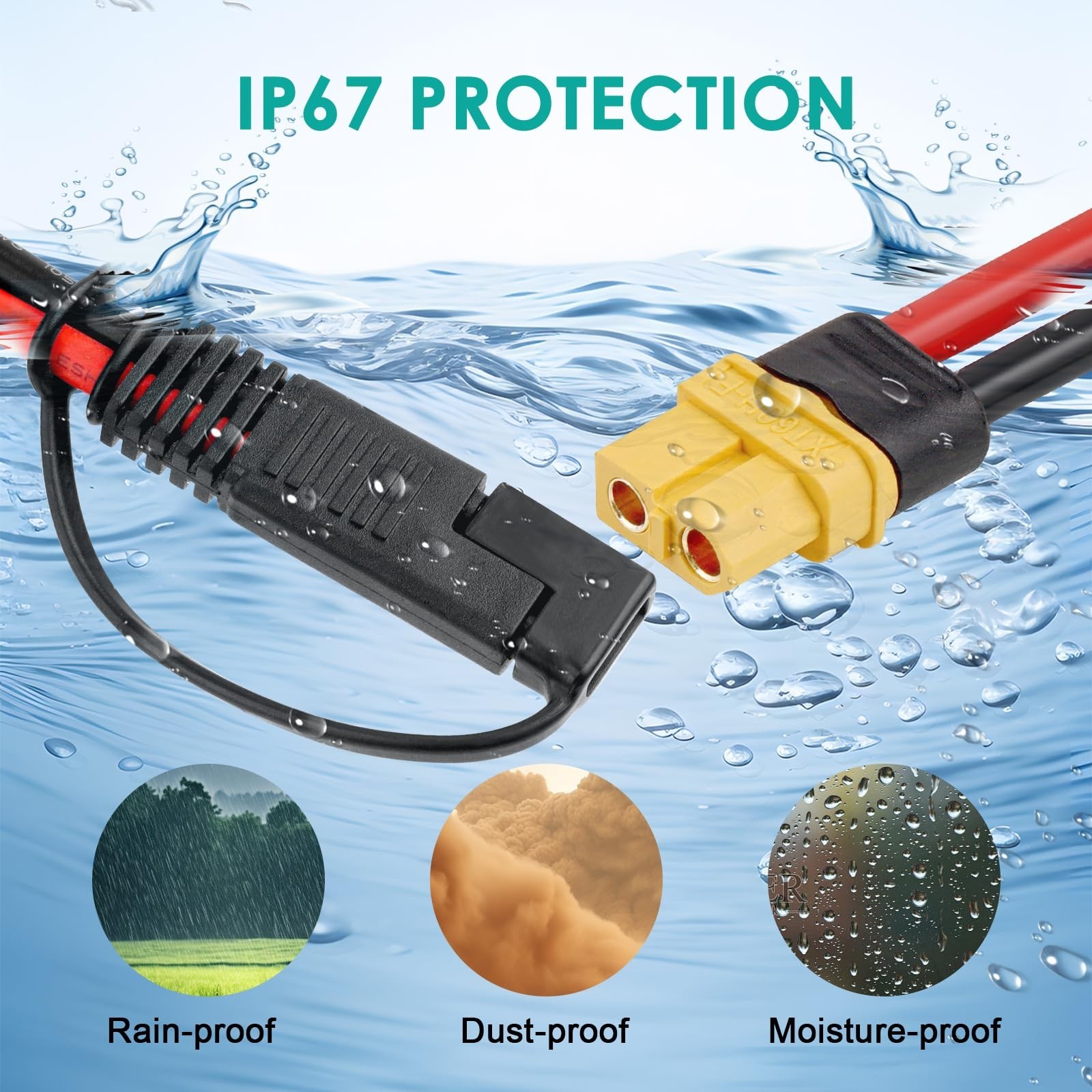 10FT 10AWG SAE to XT60 Connector Extension Cable, Polarity Reverse Adapter for S