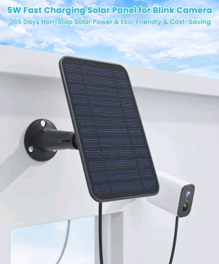 2 Pack Solar Panel for Security Camera, 5W USB Solar Panel for Micro USB USB-C