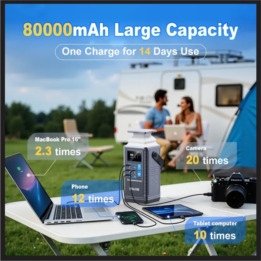 SBAOH 300W 296Wh Portable Power Station Solar Generator Backup Save $100 vs Comp