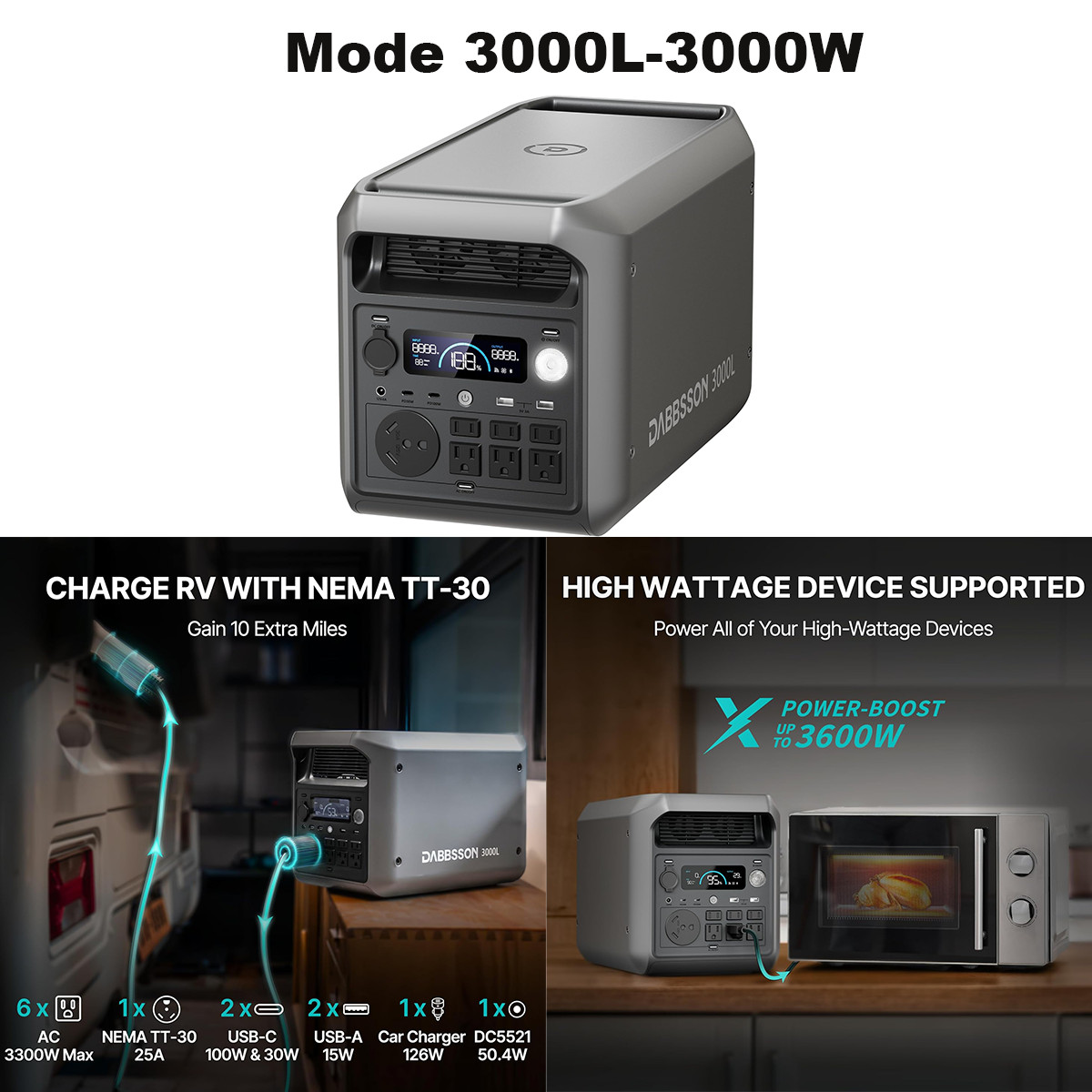 Dabbsson Power Station LiFePO4 Generator 300W-3000W Portable for RV Camping Home