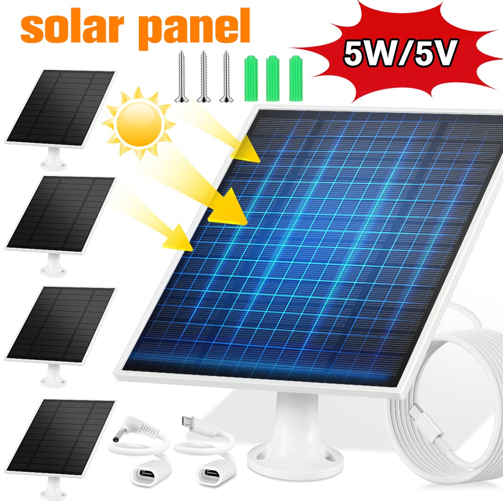 Solar Panel Charging for Outdoor Ring Security Camera Battery Charger with Cable