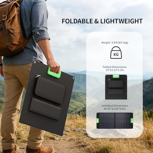 100W Portable Solar Panel for Power Station, 23.5% High Efficiency ETFE Green