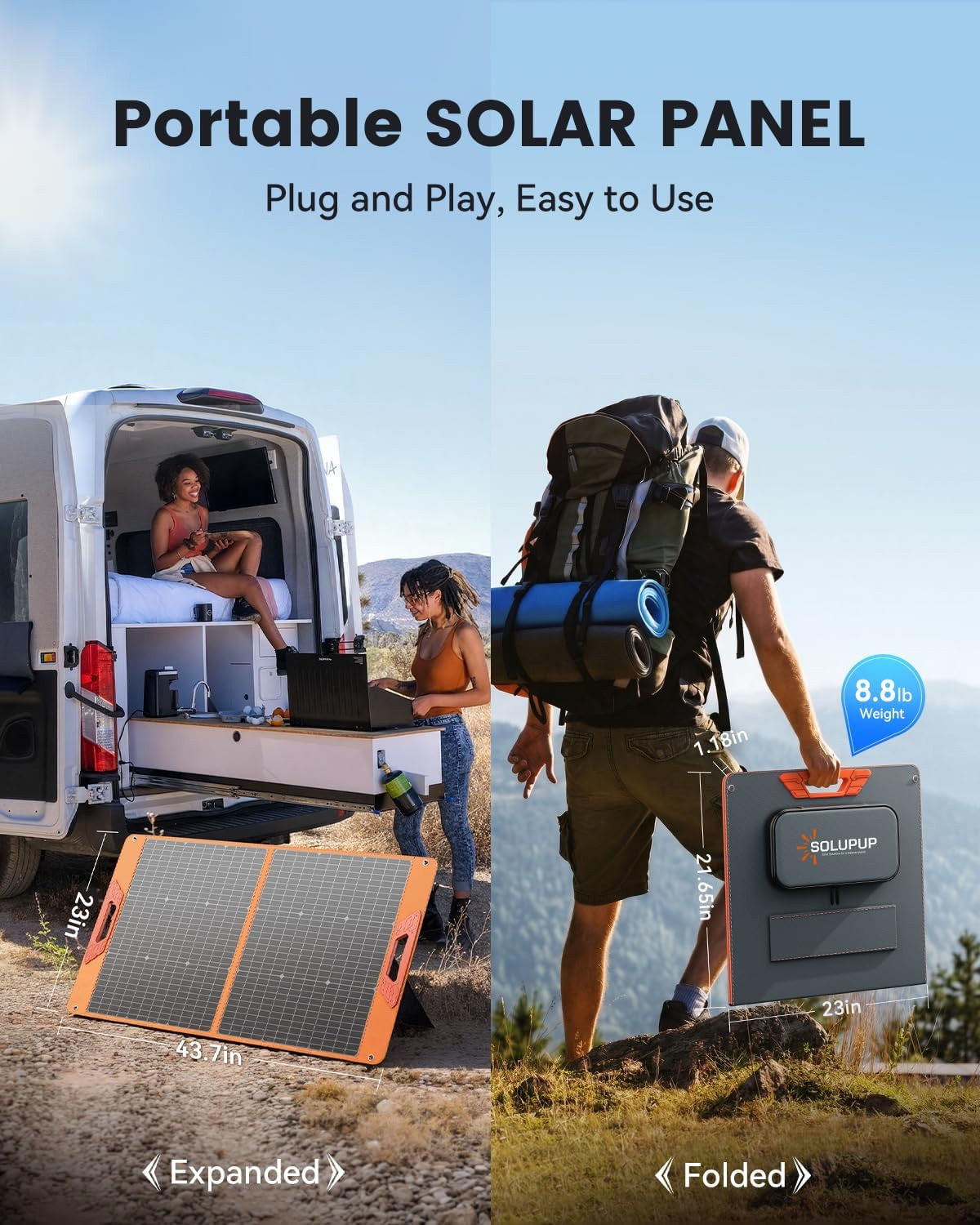 100W Portable Solar Panel for Power Station, 23.5% High Efficiency Foldable Sola