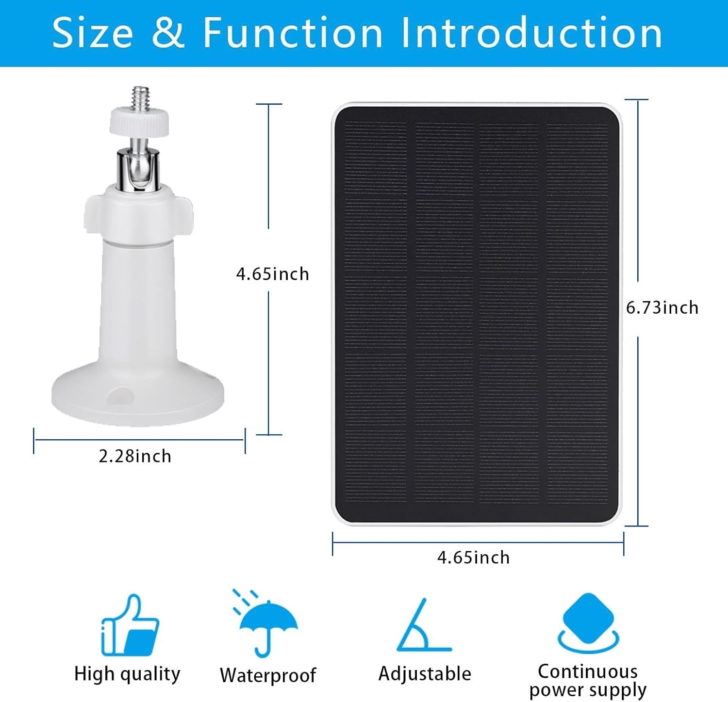 360° Adjustable Solar Charger for eufy Cameras – Easy Install, Waterproof Design