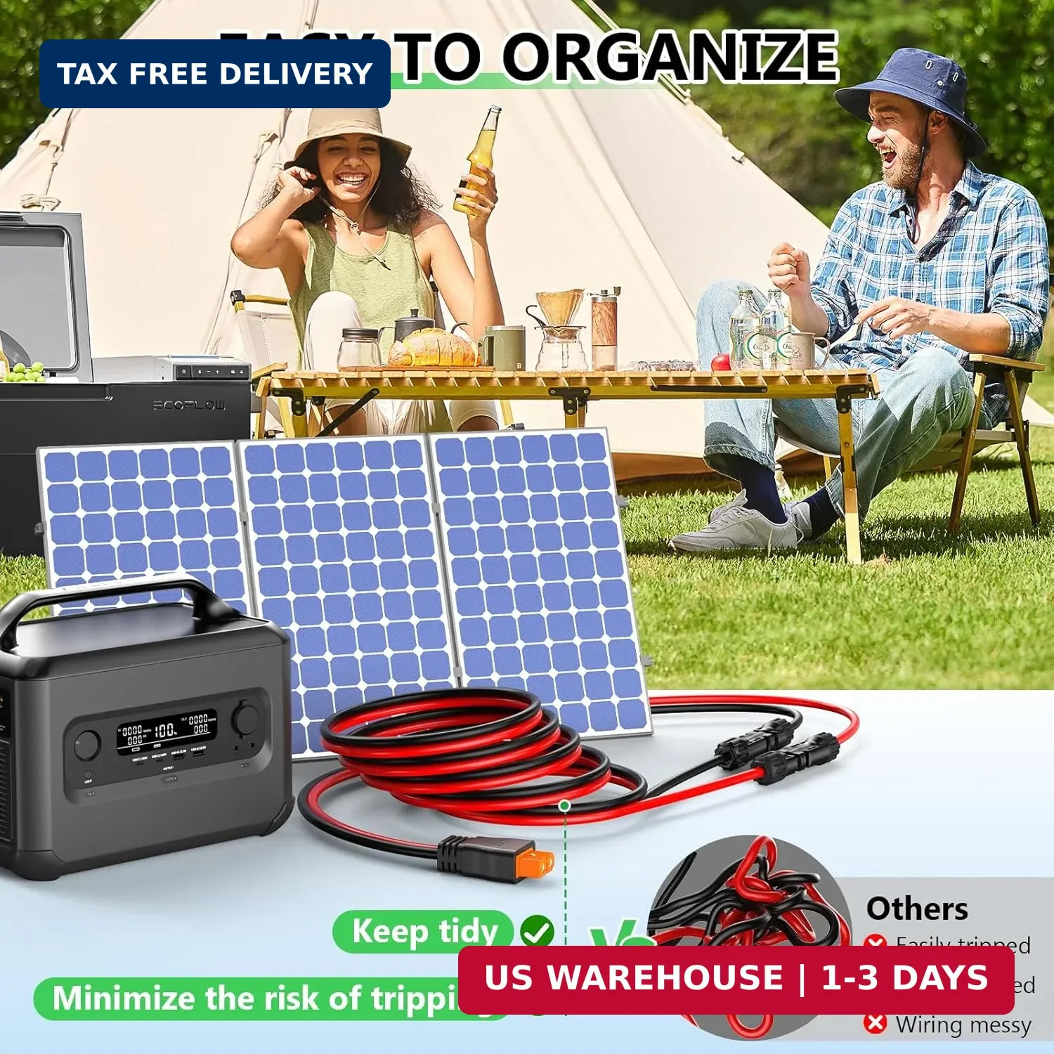 Vansdon Solar to XT60i Extension Cable 12AWG 3FT XT60i Female to Male Connector