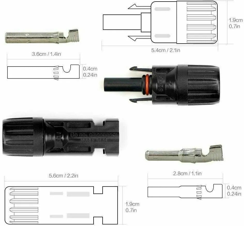 5 Pairs NEW Male + Female Fits MC4 Connector Wire for Solar Panel 30A Waterproof