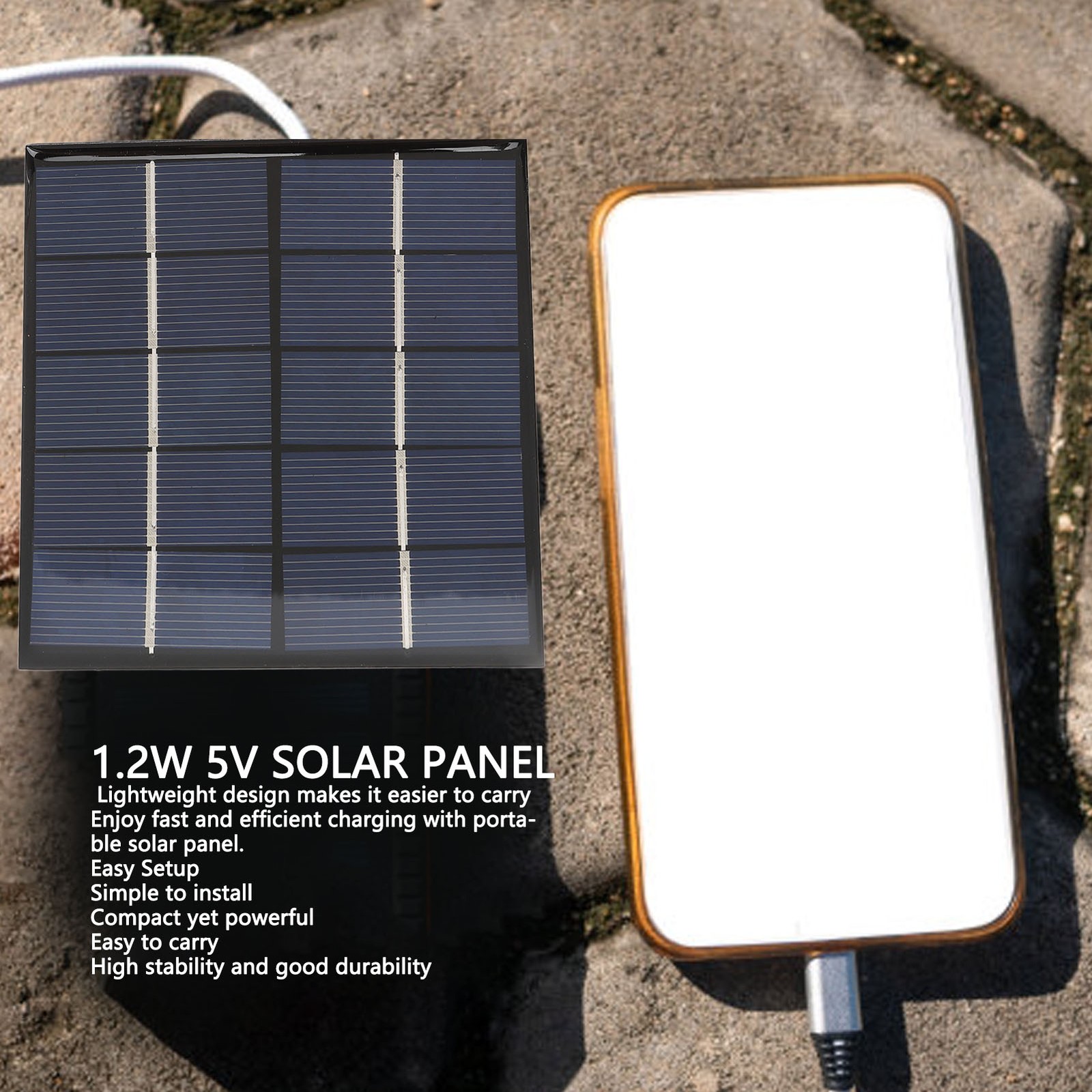 1.2W 5V Solar Panel Charger Phone Power Bank 3.7V Battery Polycrystalline