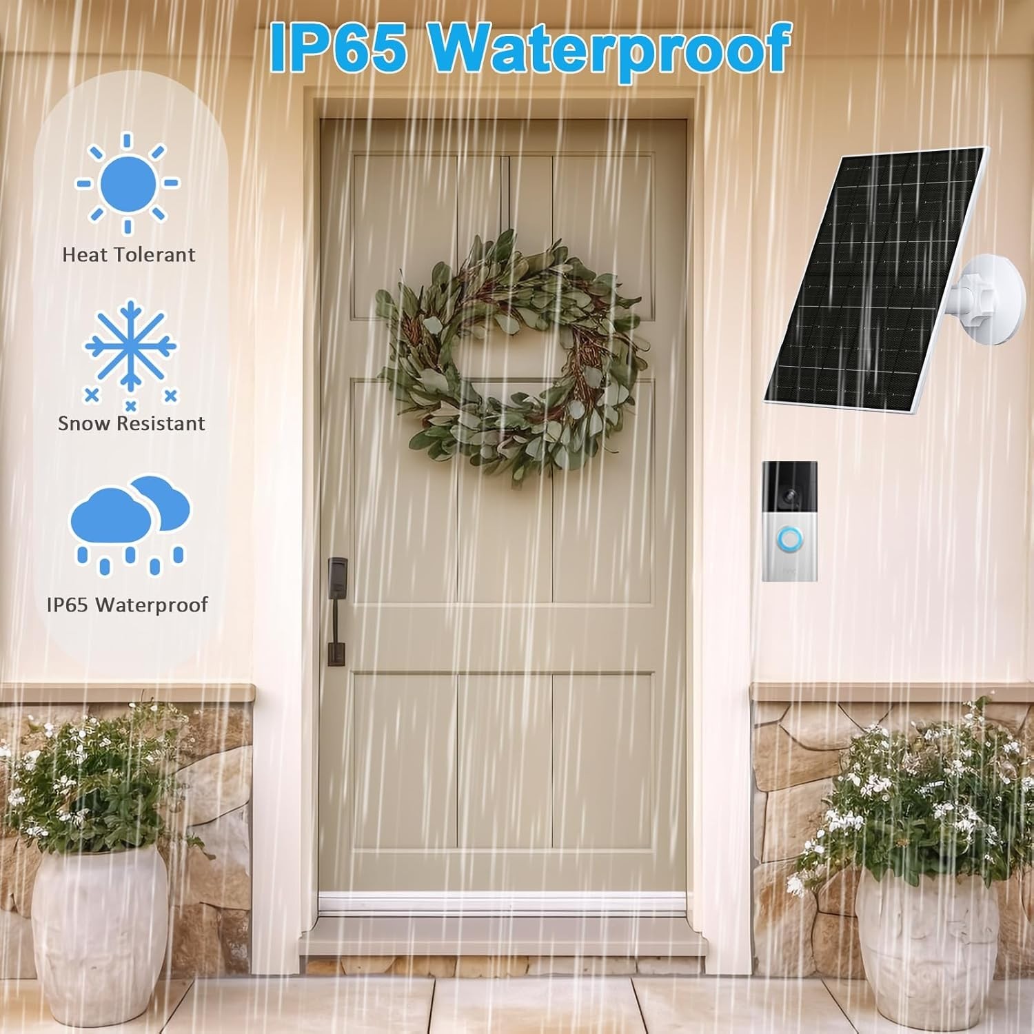 FUTURENZEN 7W Solar Panel Kit with Battery for Ring Video Doorbell T66-15