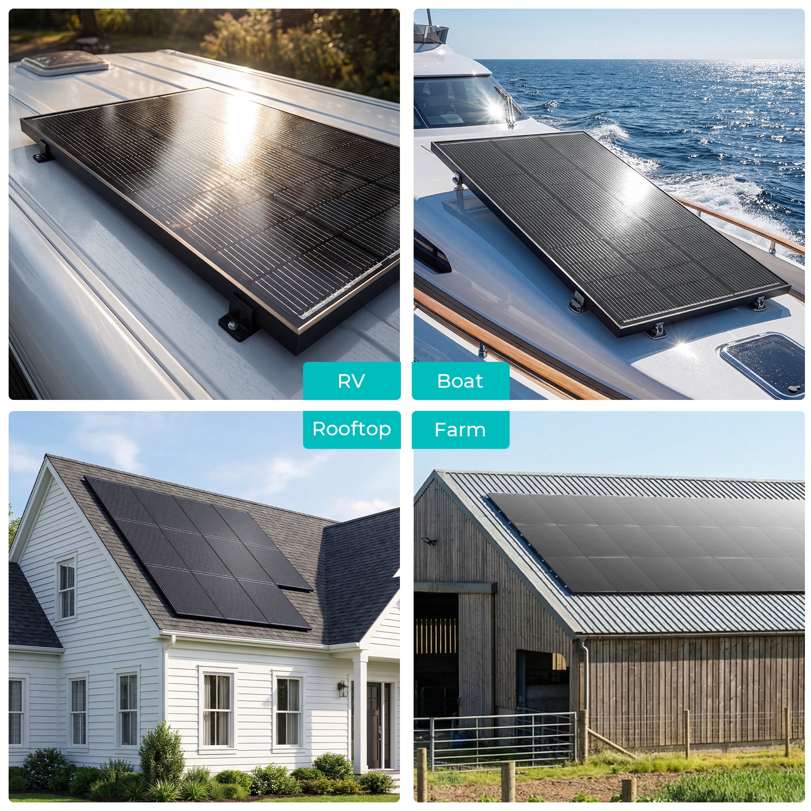 12V 100W 200W 300W 1000W Solar Panel Mono N-Type RV Boat Home Off-Grid Battery