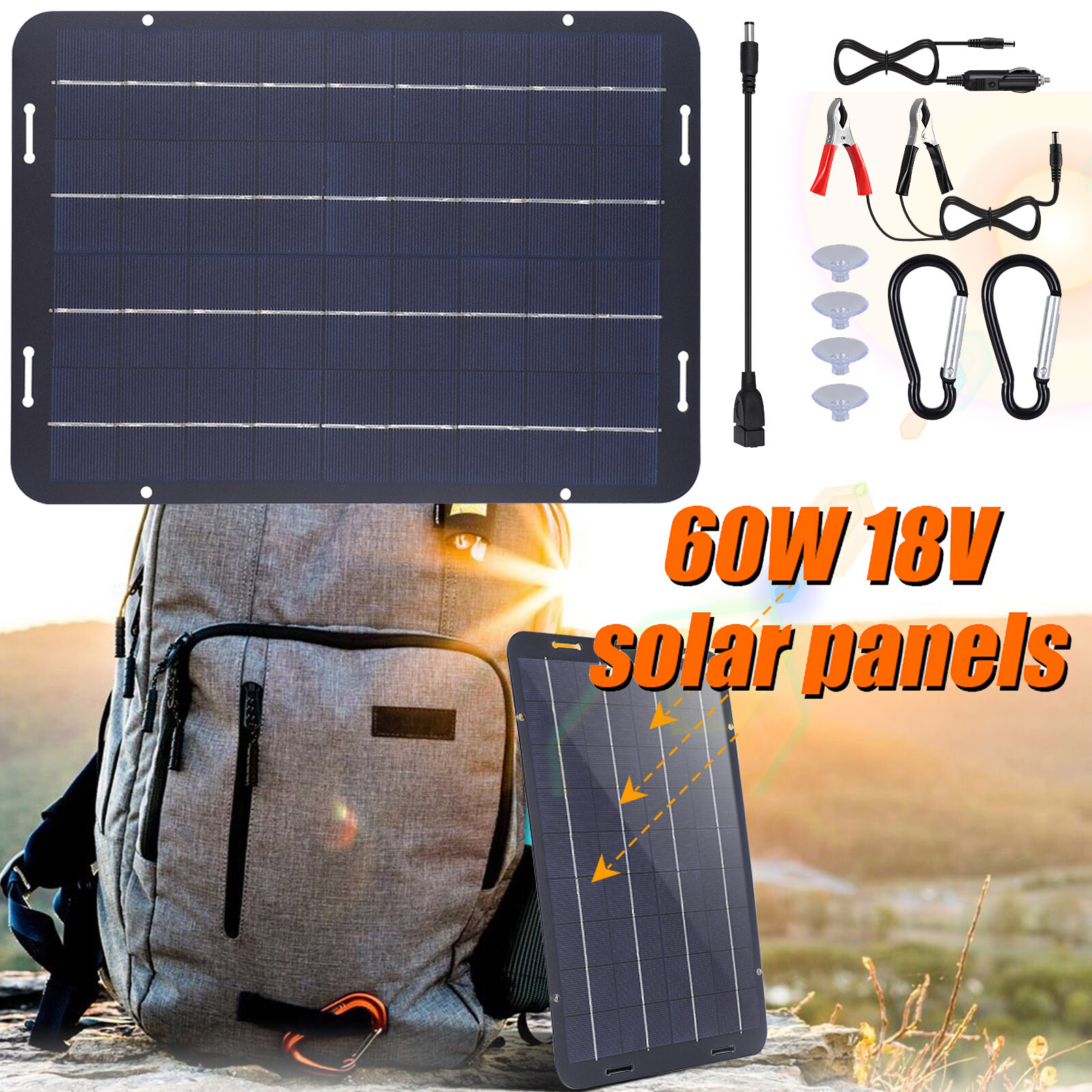 Solar Panel Kits 60W 18V RV Camping Home Off Grid Caravan Boat for Power Station