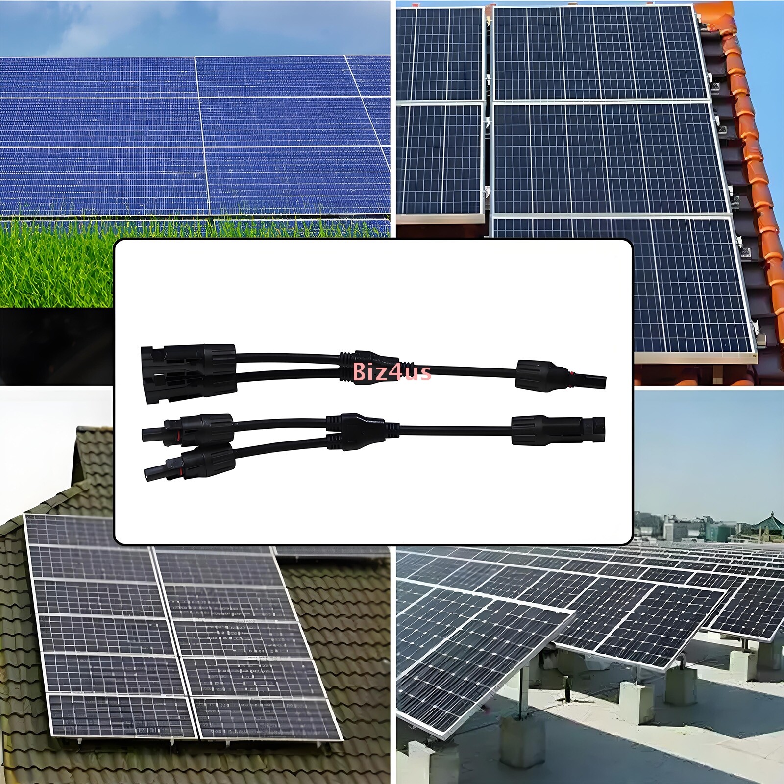 1Pair Solar Cable Splitter Waterproof IP67 2Y Branch Solar Panel Cable Connector