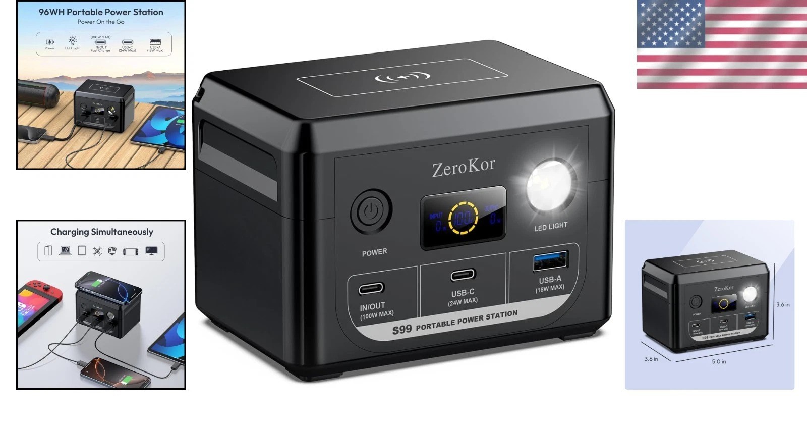 100W Portable Power Station – 30,000mAh Solar Generator with USB-C Fast Charging