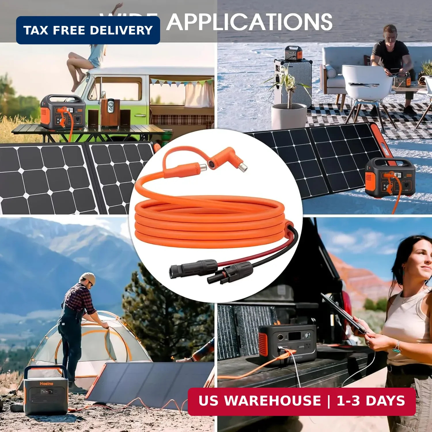 10FT MC4 to 8mm Adapter Cable for Jackery | Universal Solar Panel Connector and