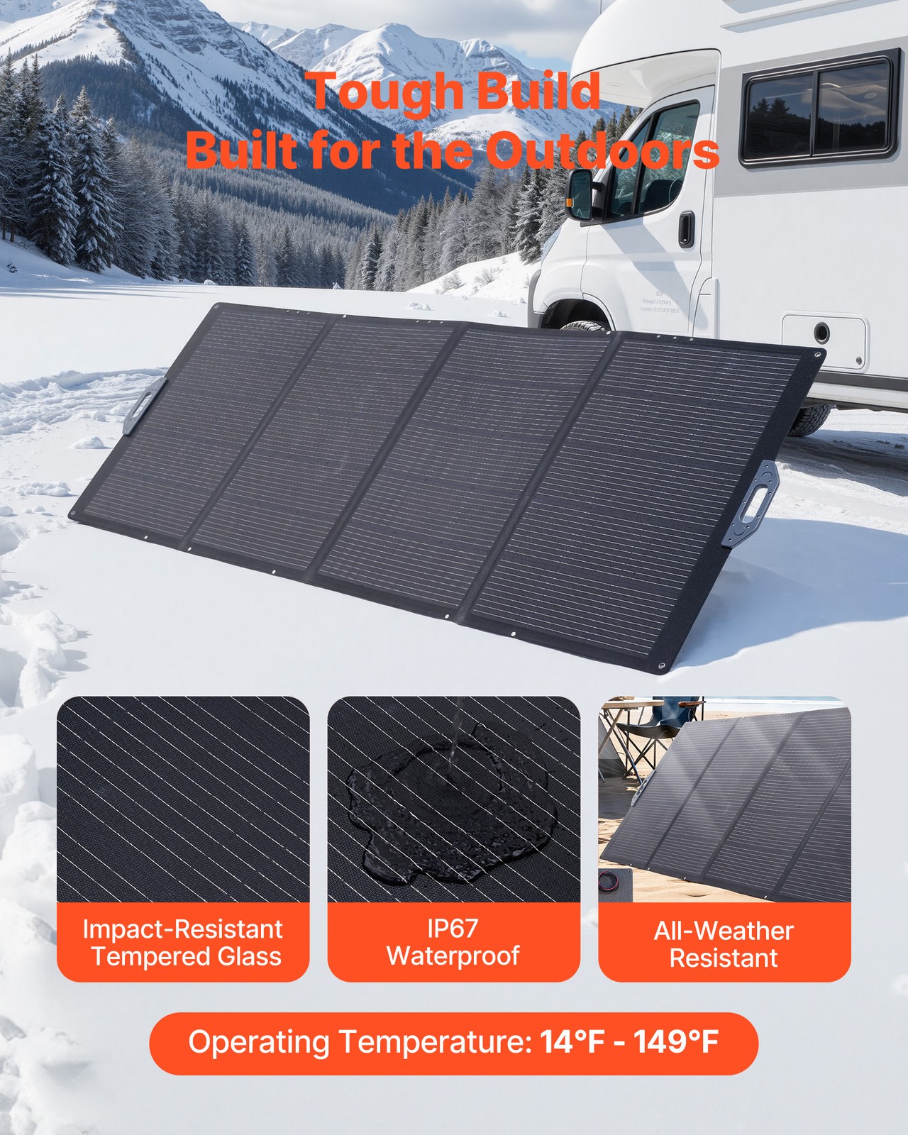 VEVOR 400W Foldable Solar Panel 24% High-Efficiency Portable Mono Solar Panel