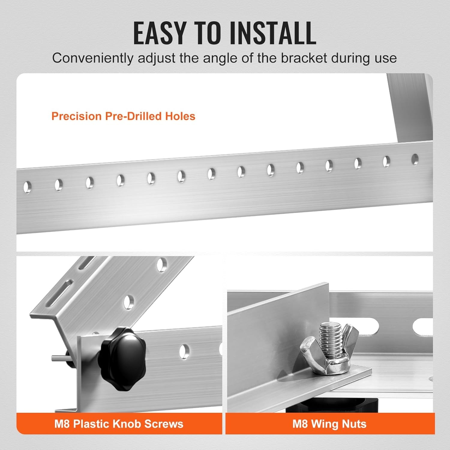 2 Sets Solar Panel Mounting Brackets – 45-Inch, 0 to 90 Adjustable Tilt Mo