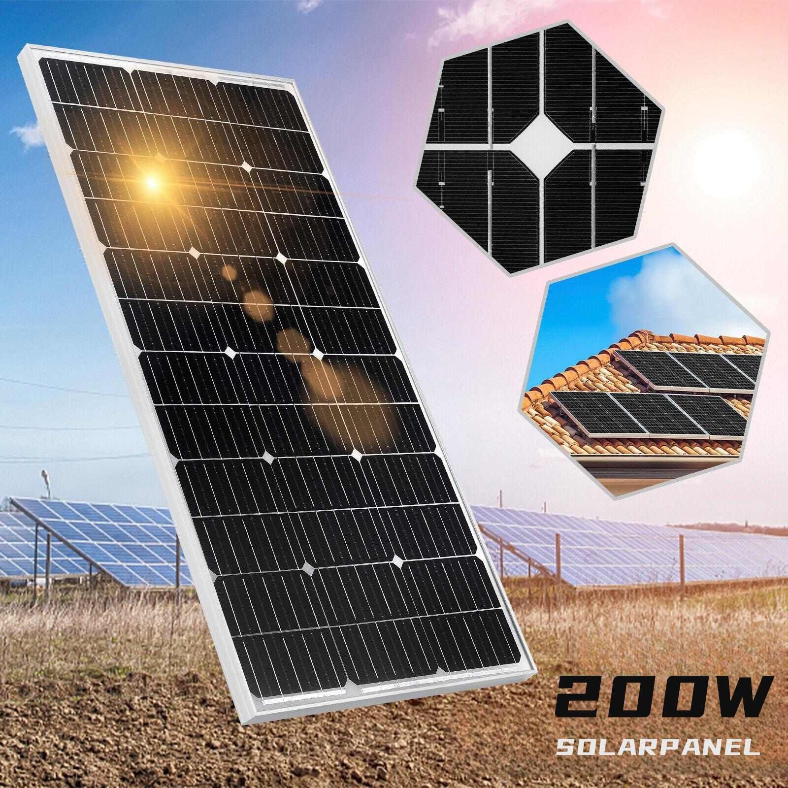 PFCTART 200W Watt Mono Solar Panel 12V Battery Charger Home Boat RV Off Grid
