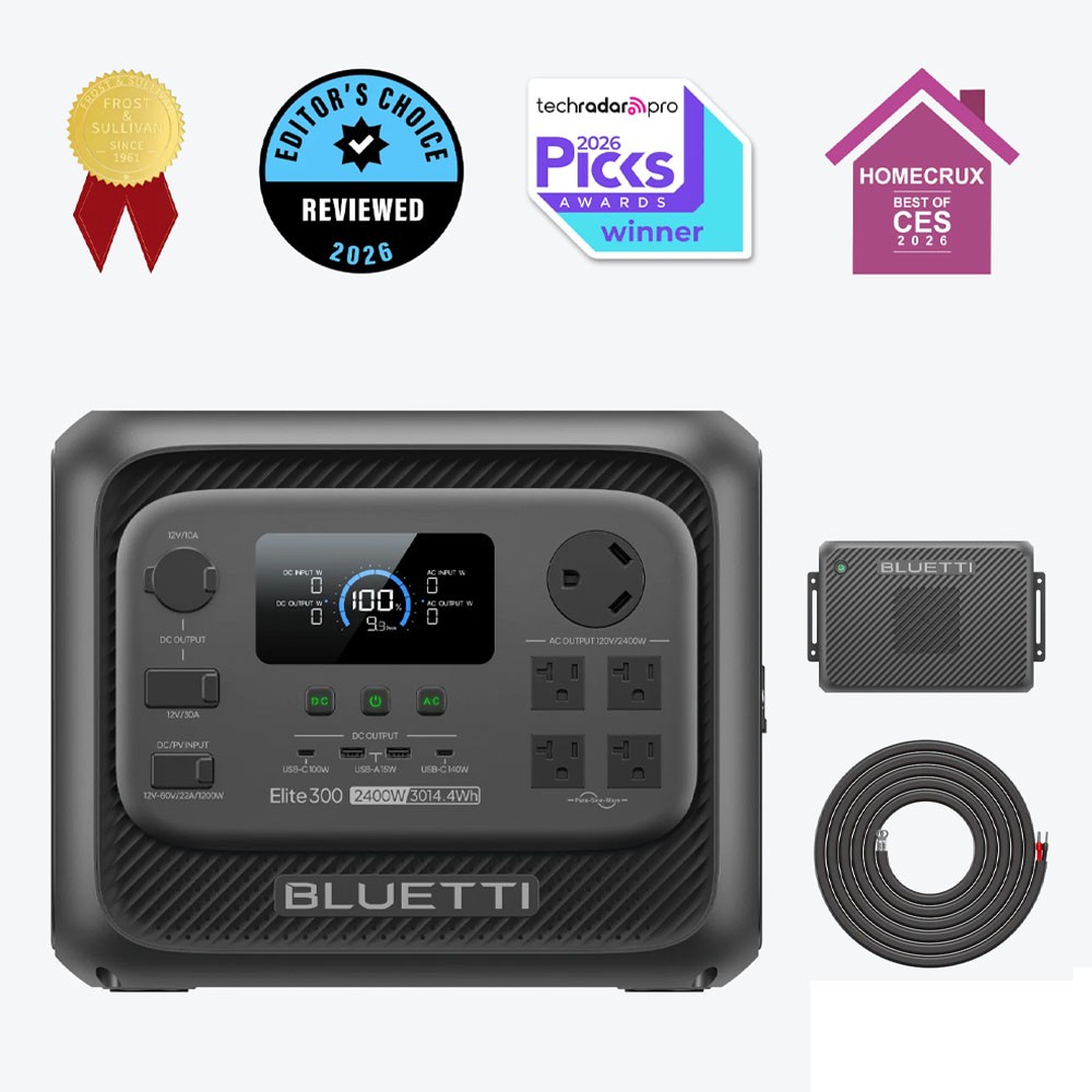 BLUETTI Elite 300 2400W 3014.4Wh Power Station+1200W Alternator Charger for RVs