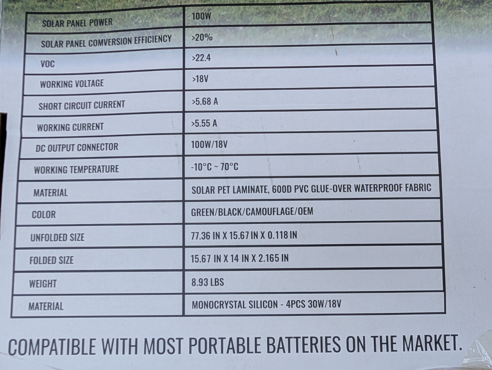 NEW OB Massimo 100 Watt Portable Solar Panel MM-SLR 100 Folding Blanket