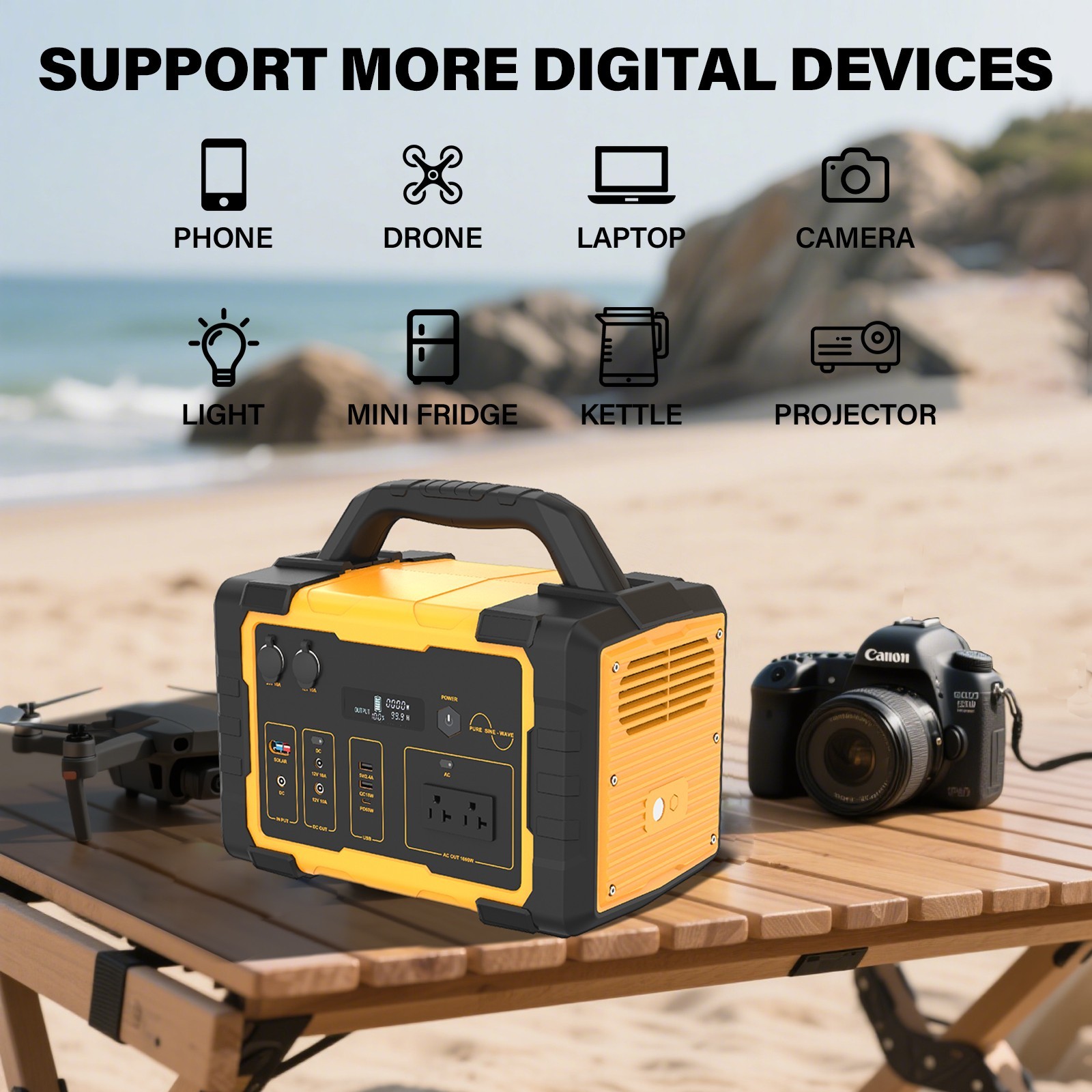 Portable Power Station Solar Generator for Camping RV Emergency 1000W/1024Wh