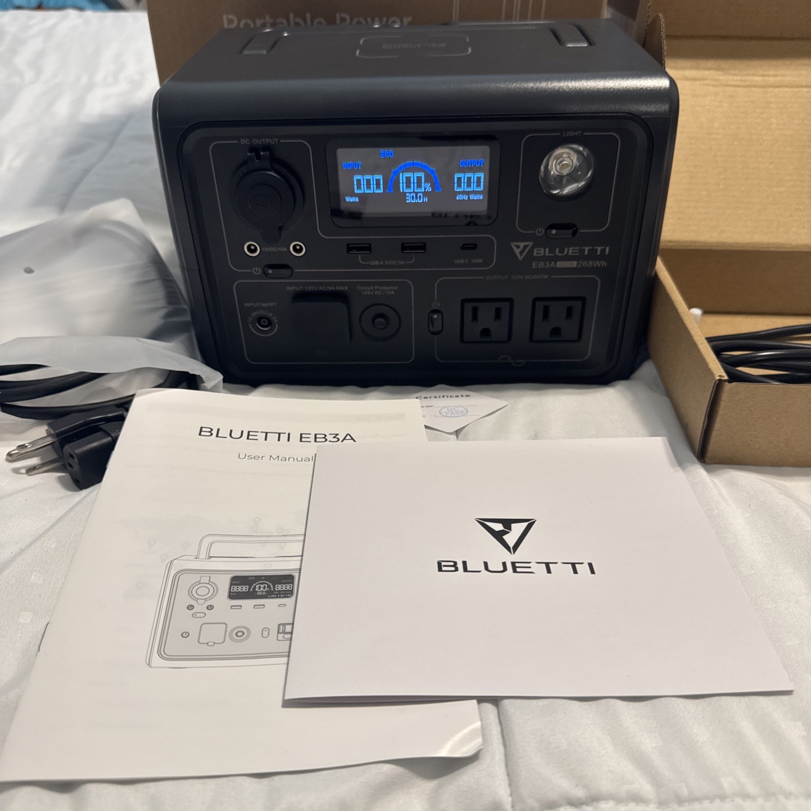 BLUETTI EB3A 600W 268Wh Portable Power Station Solar Generator LFP for Outdoors
