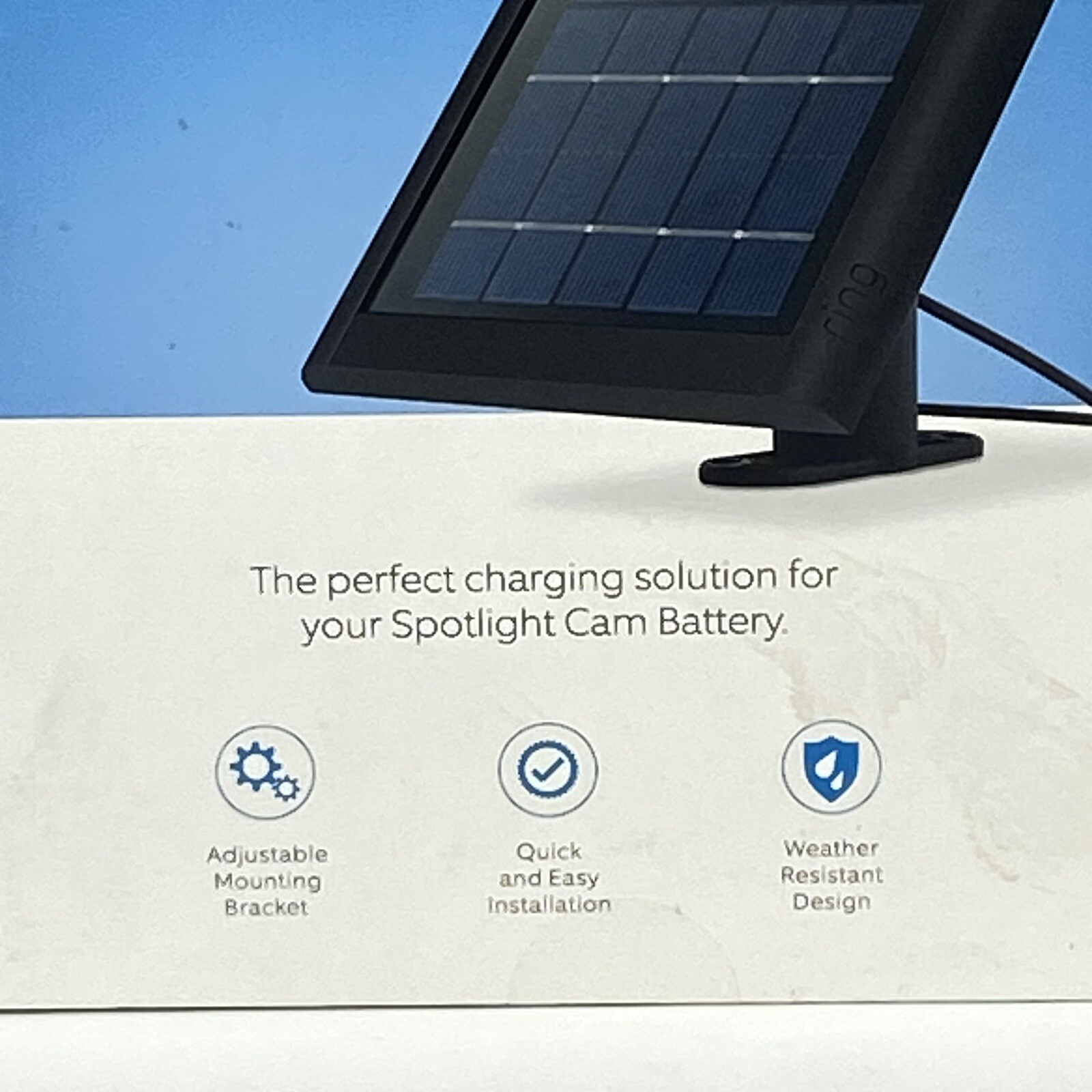 Solar Panel for Ring Spotlight Cam Battery and Stick Up Cam Battery – (BLACK)