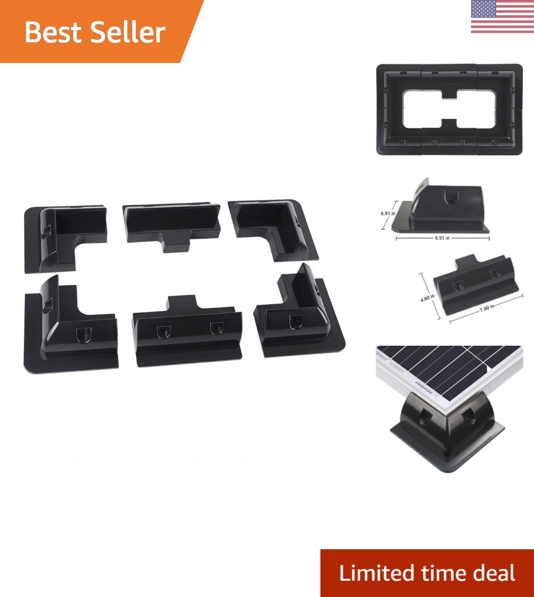 Eco-Friendly Drill-Free Corner Bracket for Solar Panels – Lightweight Design