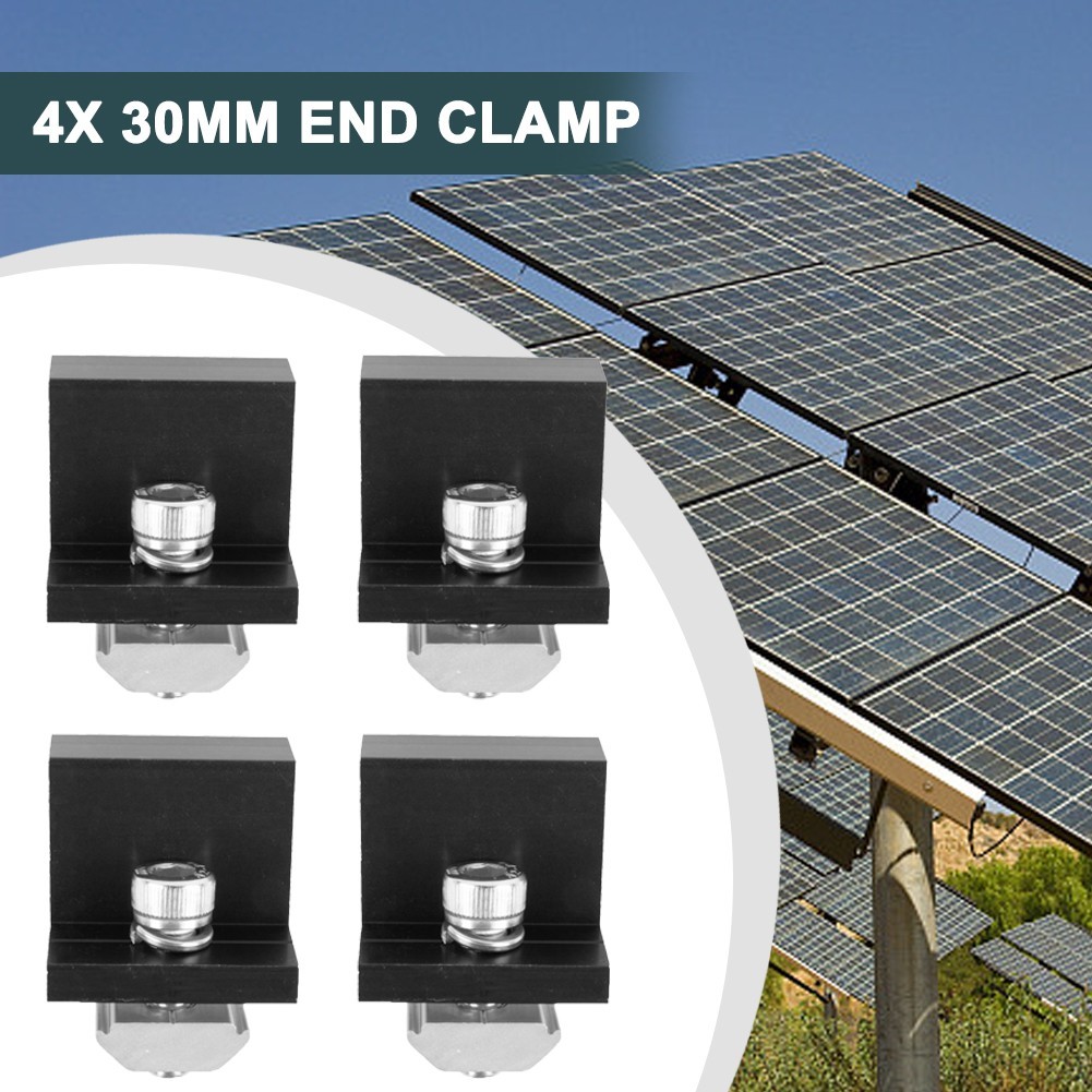 Solar Panel Bracket Fixing PV End Clamp Middle Clamp Mounting 30mm/35mm Black