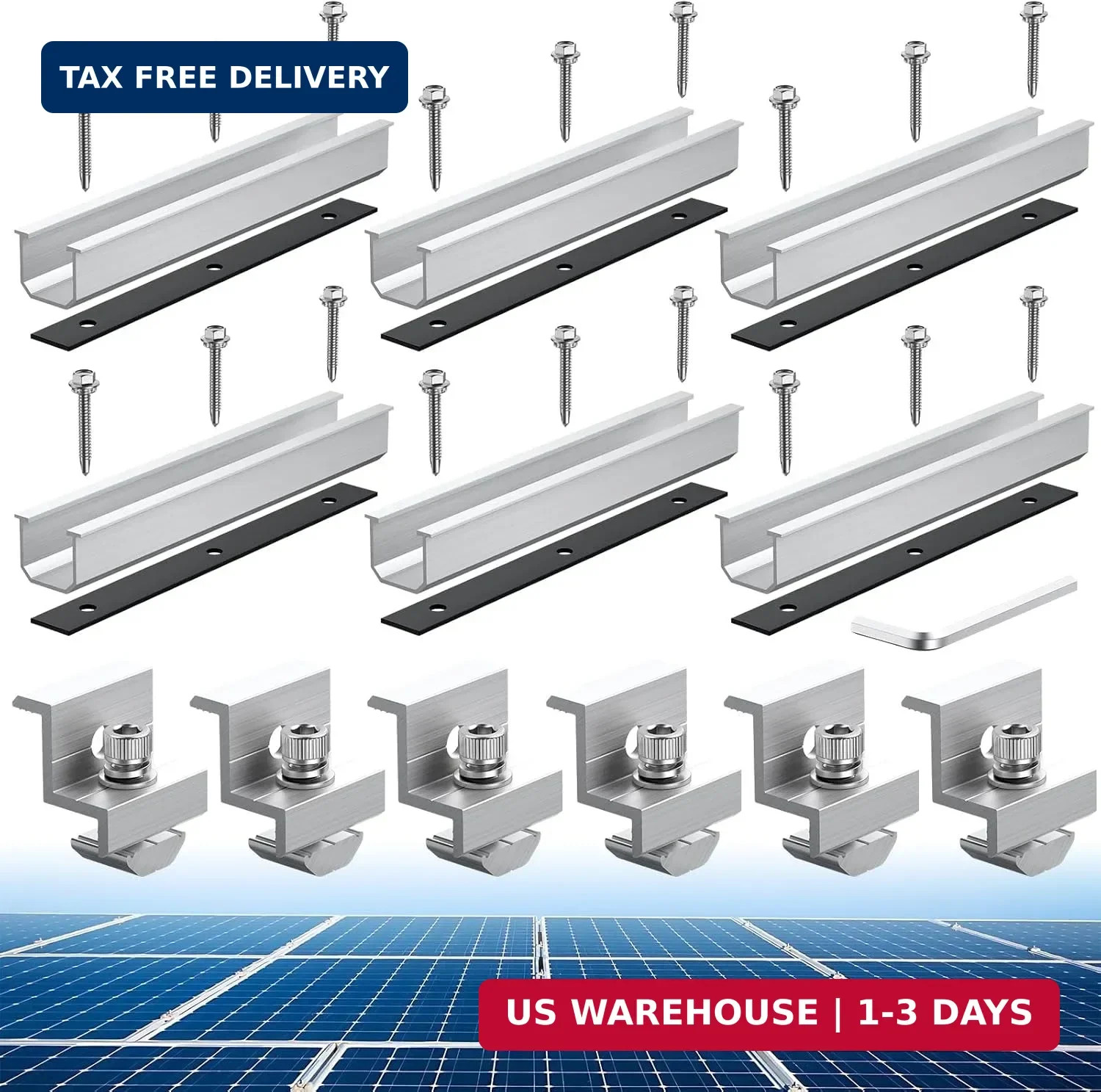 Anbte Solar Panel Bracket Kit, 6 Pcs 7.87 in Aluminium Solar Panel Mounting Rail