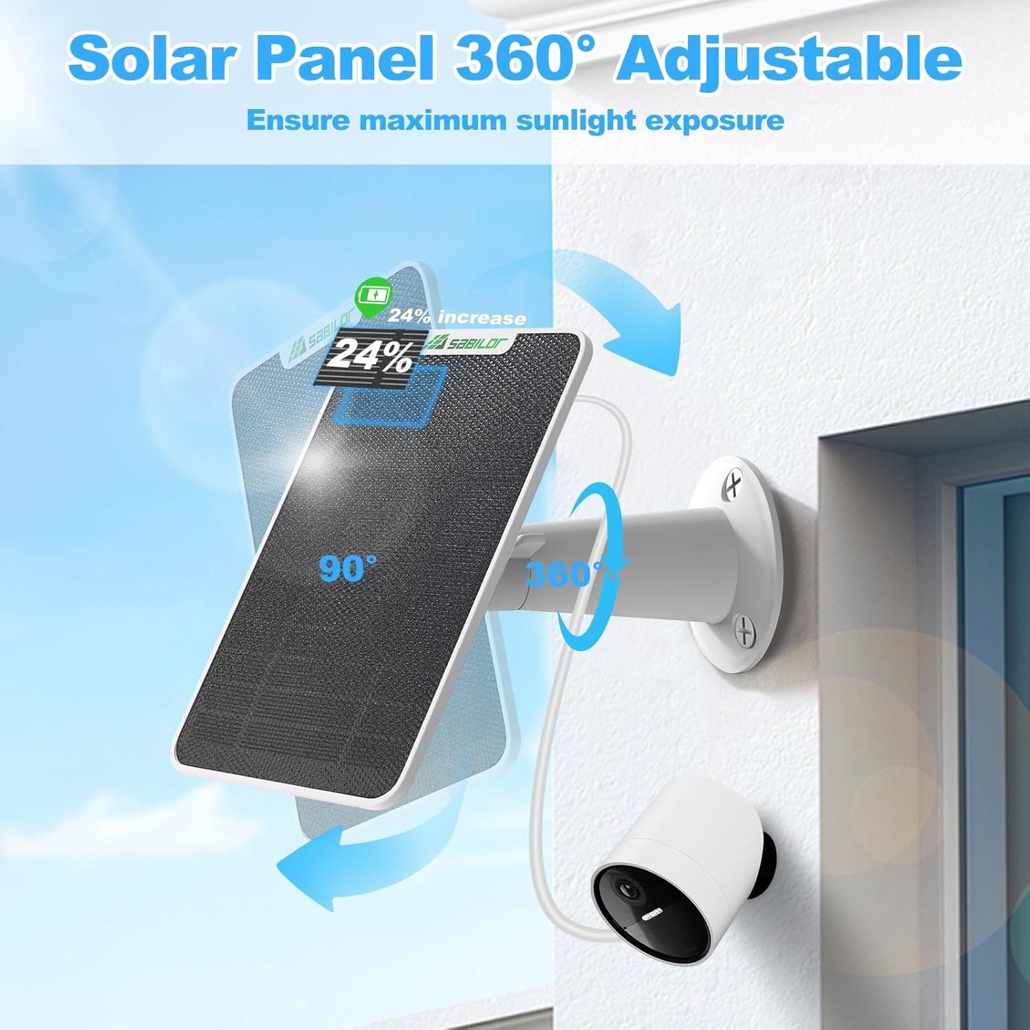 4 Pack 6W Solar Panel for SimpliSafe Outdoor Camera IP65 Weatherproof Solar Pane