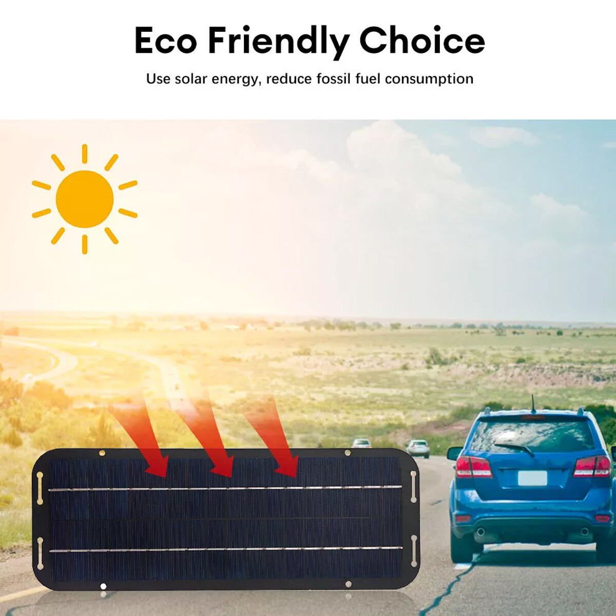 6W Solar Panel 12V Trickle Charger Battery Charger Kit Maintainer Boat Car RV