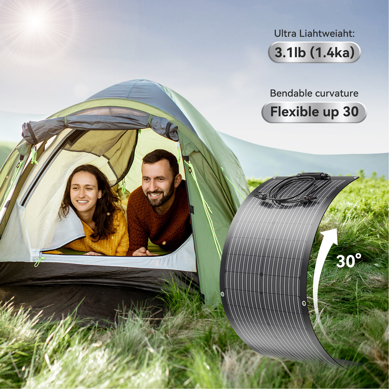 100W Watt Flexible 12V Mono Solar Panel Home RV Rooftop Camping Off-Grid Power