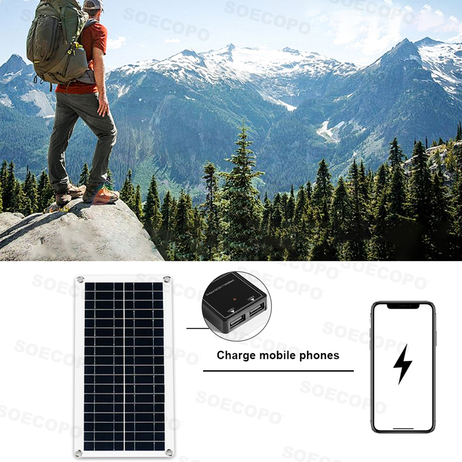 6000W 100A 110V Solar Panel Kit Complete Solar Power Generator Home Grid Syste