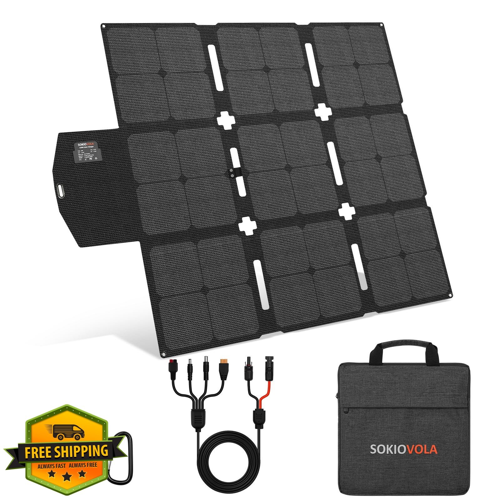 SOKIOVOLA 120W Foldable Solar Panel 120 Silver Grey