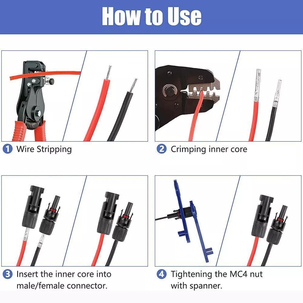 10 Pairs Male Female Solar M/F Wire Cable Connectors Waterproof for Solar Panel