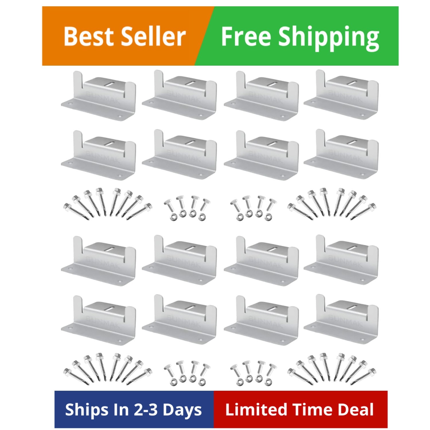 16 Units per Set Solar Panel Mounting Z Brackets, Solar Panel Mounting Bracke…