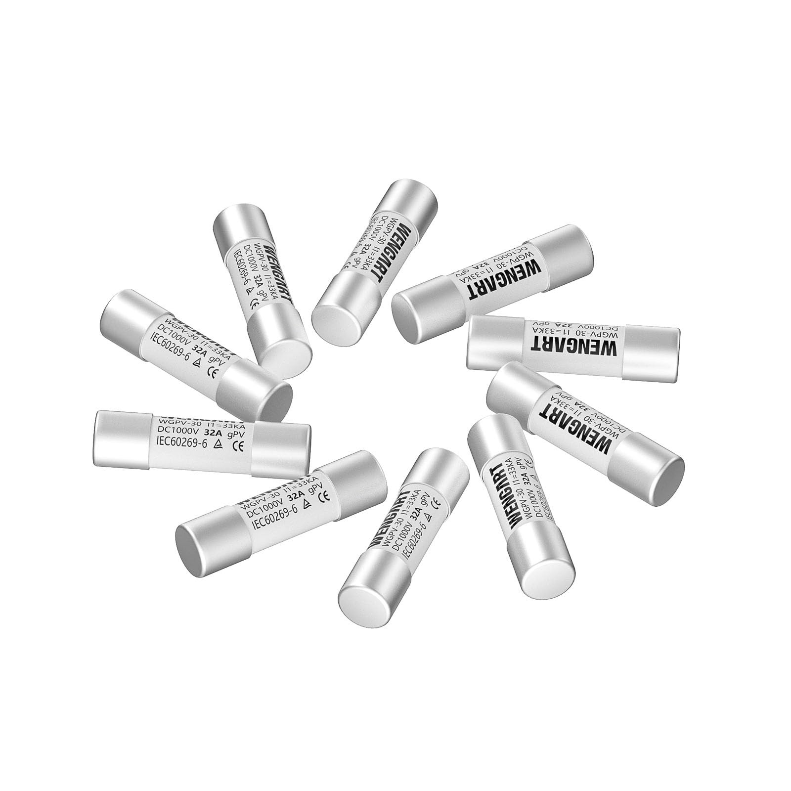 Solar Fuses WGPV-30 DC1000V 32A 10x38mm Fast Photovoltaic 10pcs