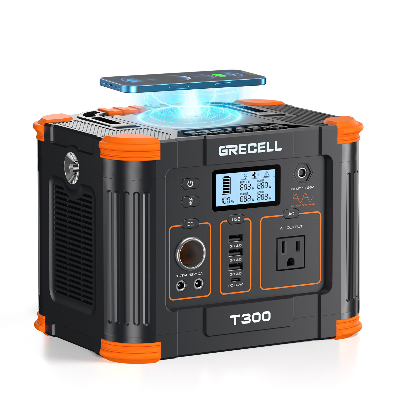 GRECELL 300W Portable Power Station 288Wh Solar Generator for Outdoors Camping