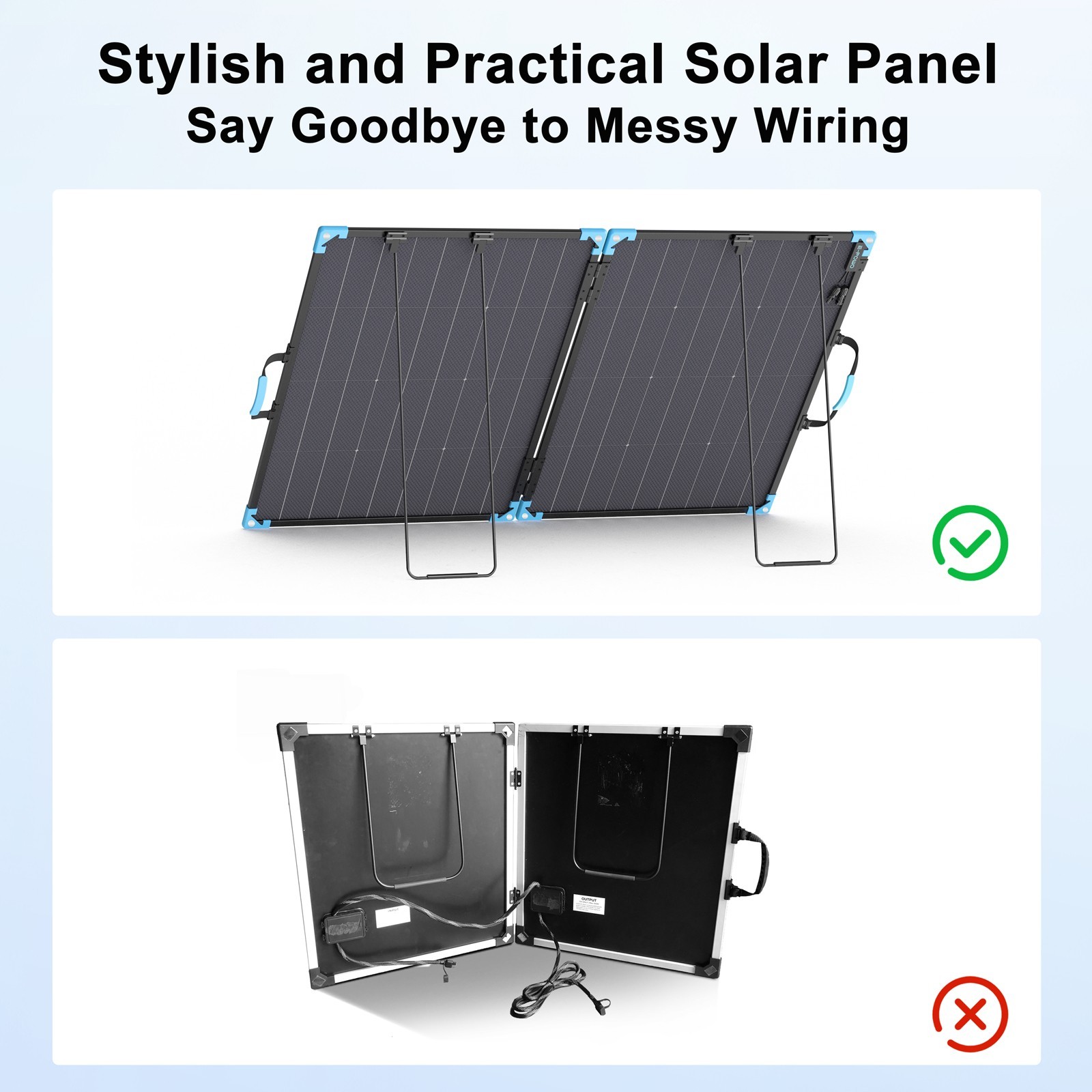 E-POWO 110W 220W Bifacial Solar Panel for Ecoflow River 2 Pro River 3 Plus