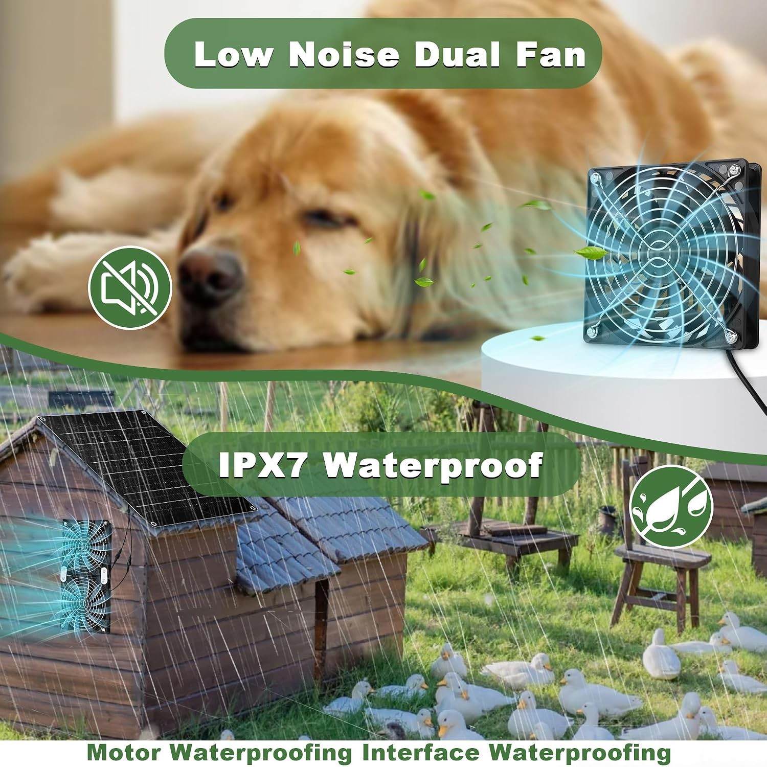 Solar Fan, 30W Solar Powered Fan, Solar Panel Fan Kit, IPX7 Waterproof Fans Exha
