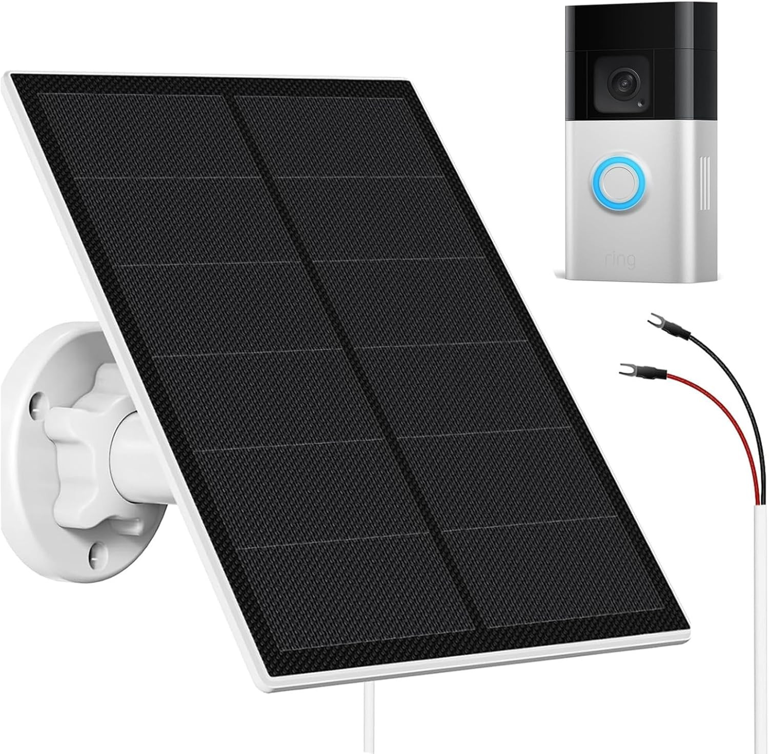5W Solar Charger for Ring Video Doorbell 3/4, IP65 Waterproof, 10ft Cable