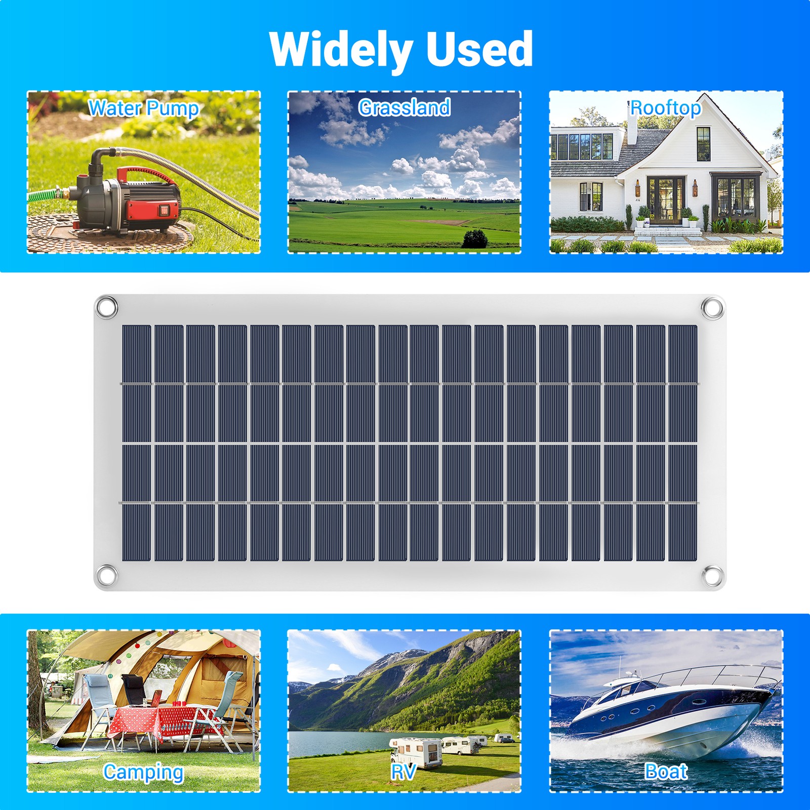 15W Solar Panel 12-18V Solar Cell Solar Panel for Phone RV Car MP3 PAD 5876