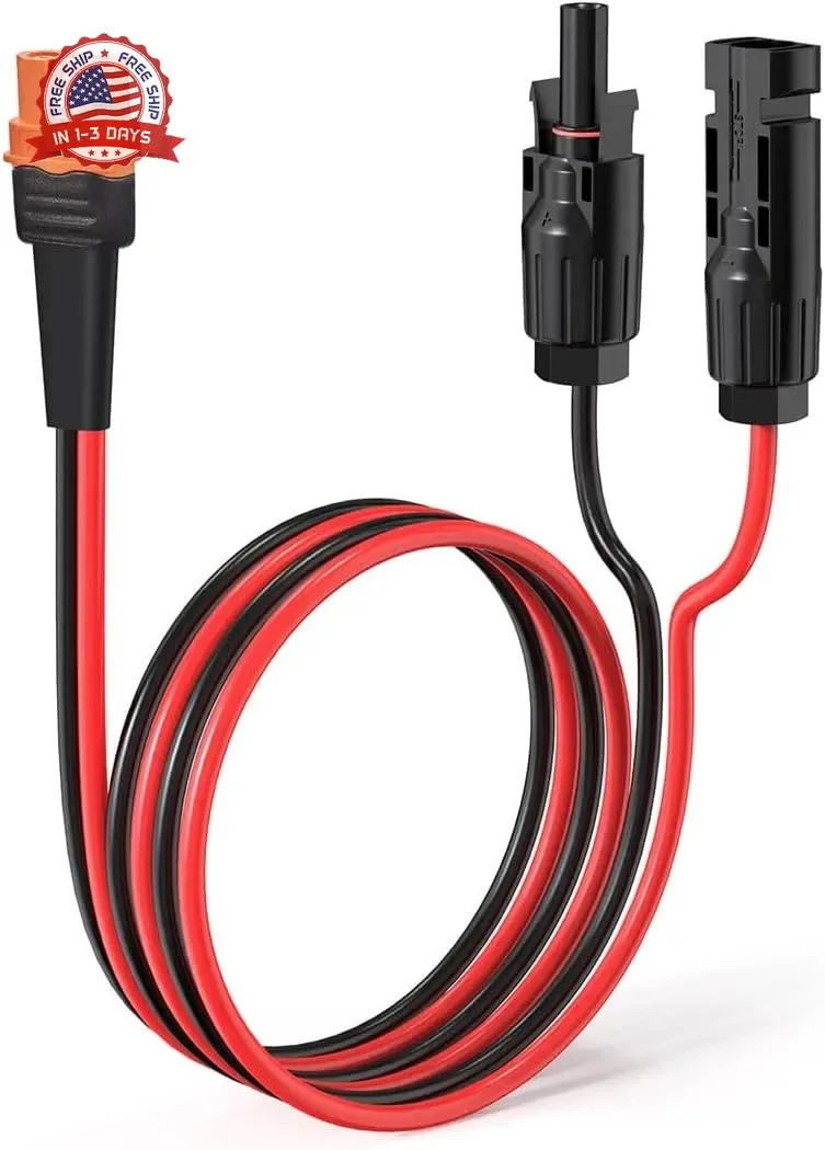 10AWG Solar to XT60i Cable 2FT Tinned Copper Waterproof for Portable Power Stati