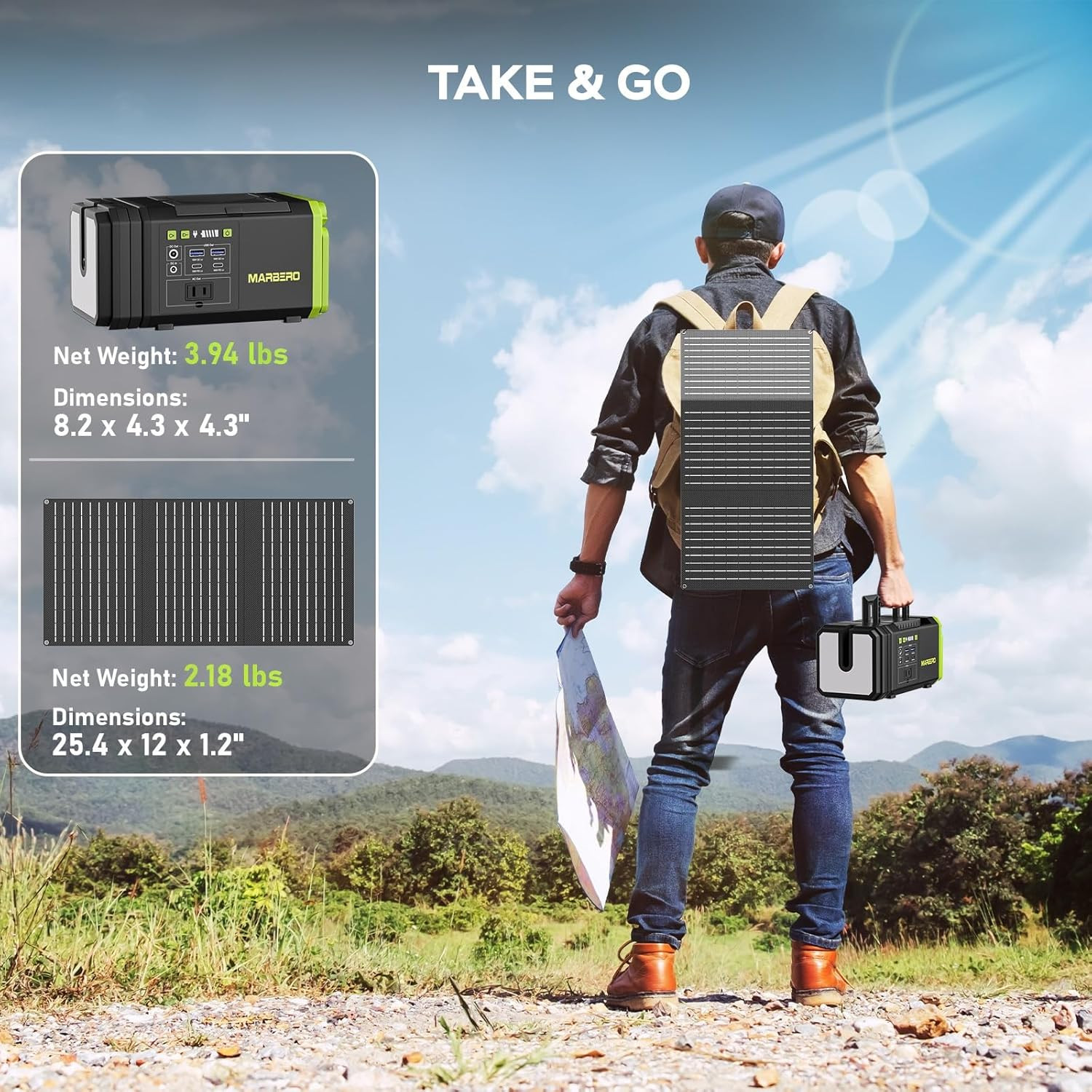 118Wh Solar Generator with Telescopic Camping Lights 32000Mah 160W Max Portable