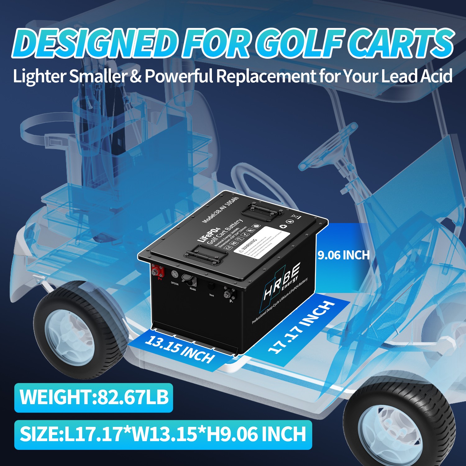 36V 105Ah Golf Cart LiFePO4 Lithium Battery 200A BMS A+Cells with 20A Charger